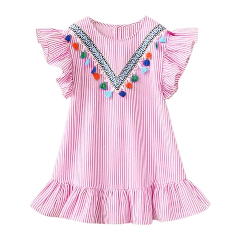 Neue Kinder Kleider für Mädchen Kleidung Sommer Mädchen Streifen Prinzessin Kleid Kleinkind Baby Kleid Kinder Kleidung 130