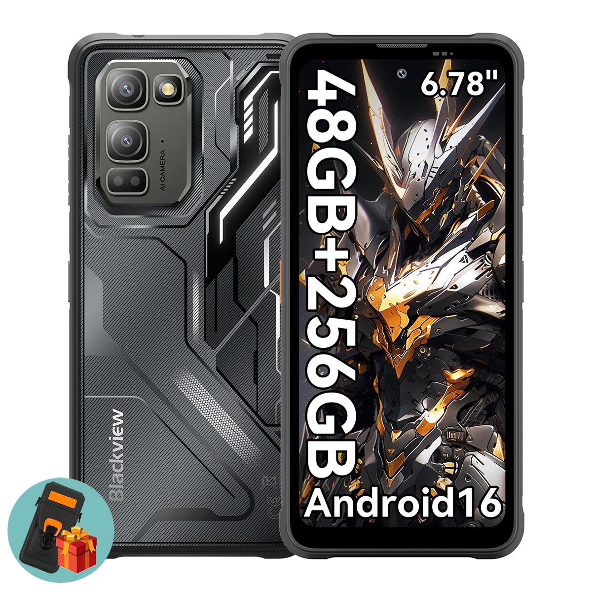 Blackview FORT 5 Robustes Android 16 Smartphone 108MP Kamera mit Nachtsicht 6,78 120Hz Display, 12GB RAM 256GB ROM, 5000mAh Akku, Dual-SIM, NFC Mobile + protective case schwarz