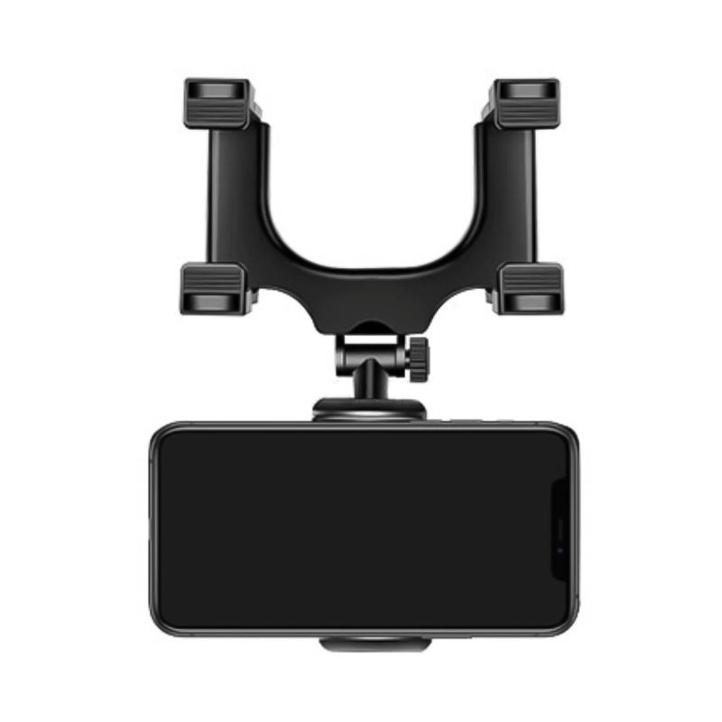 SEAMETAL Drehbarer Autotelefonhalter Multifunktions-Rückspiegel-Handyhalterung GPS-Unterstützung für Autozubehör 1PC schwarz