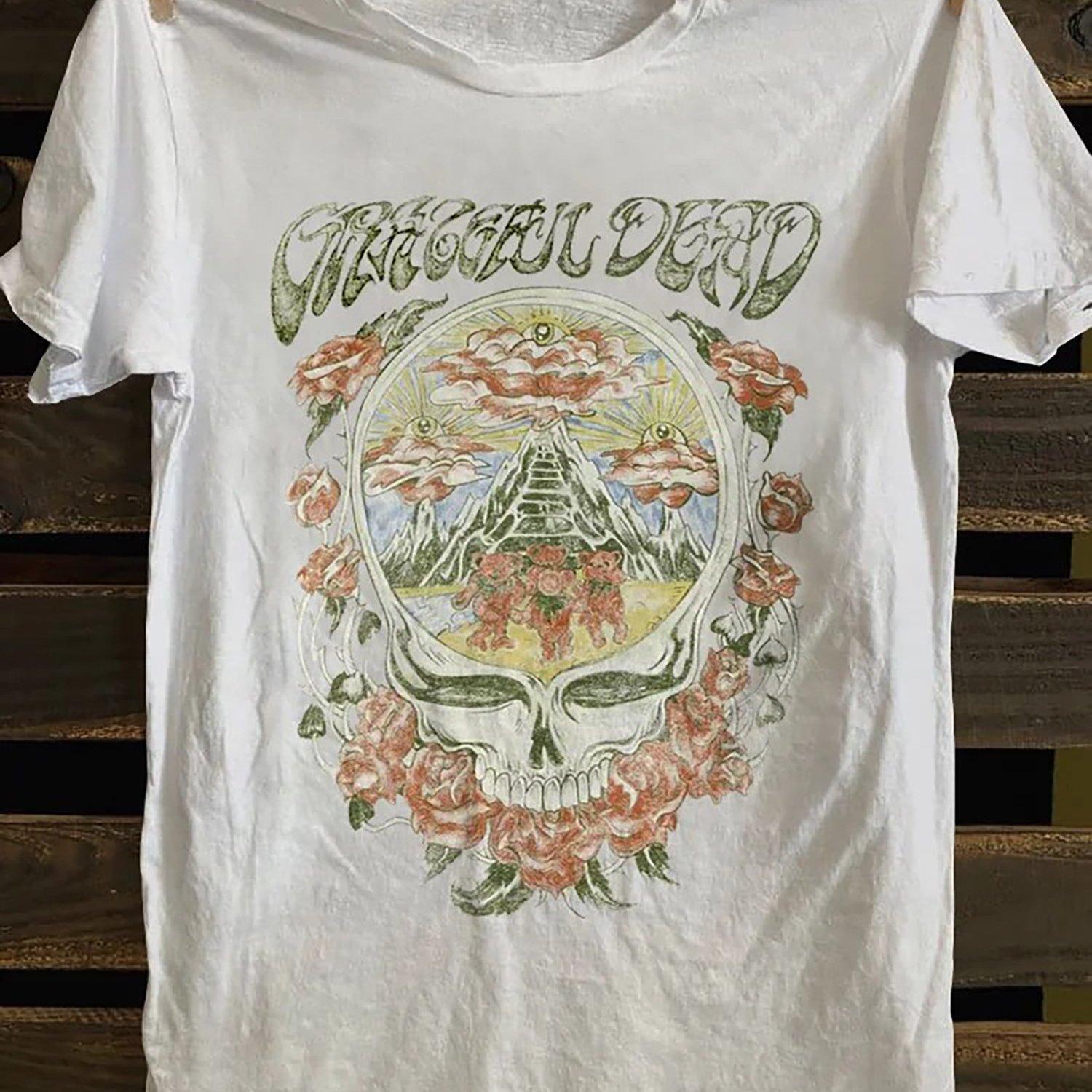 Herren Vintage Punk Rock 80er Bandmuster T-Shirt Totenkopf Horror Sommer Vintage Hochwertiges Baumwoll-T-Shirt für Männer und Frauen 2XL