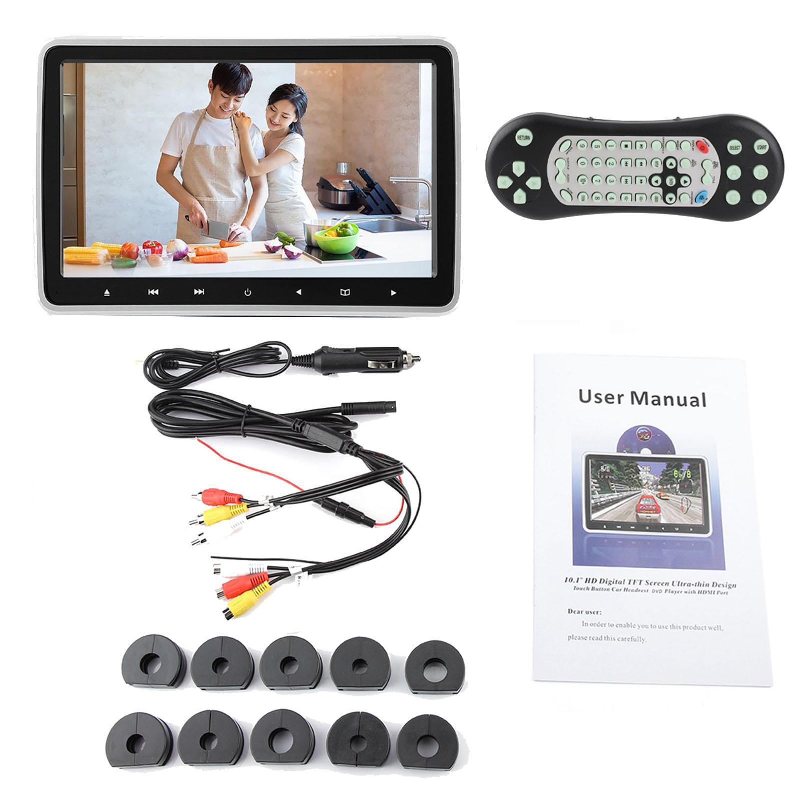 10,1-Zoll TFT HD Auto-Kopfstützen-DVD-Player, zum Anklemmen, tragbarer digitaler Kissenmonitor