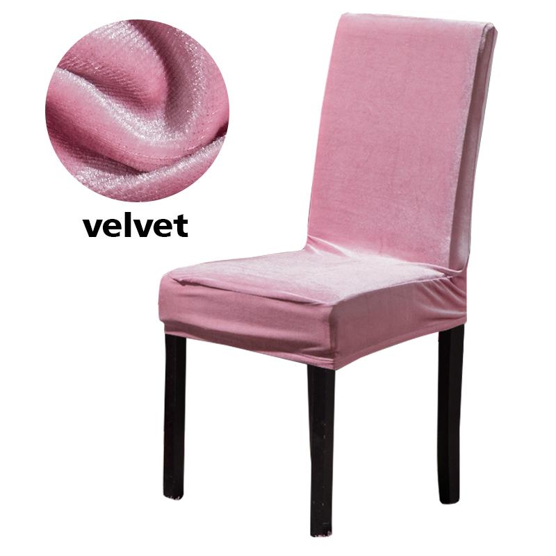 Stuhlhussen für Esszimmerstühle, samtig, weich, Stretch-Schonbezüge, staubdicht, Sitzbezug für Hochzeit, Hotel, Küche, Bankett, Wohnzimmer, abnehmbar Universal rosa