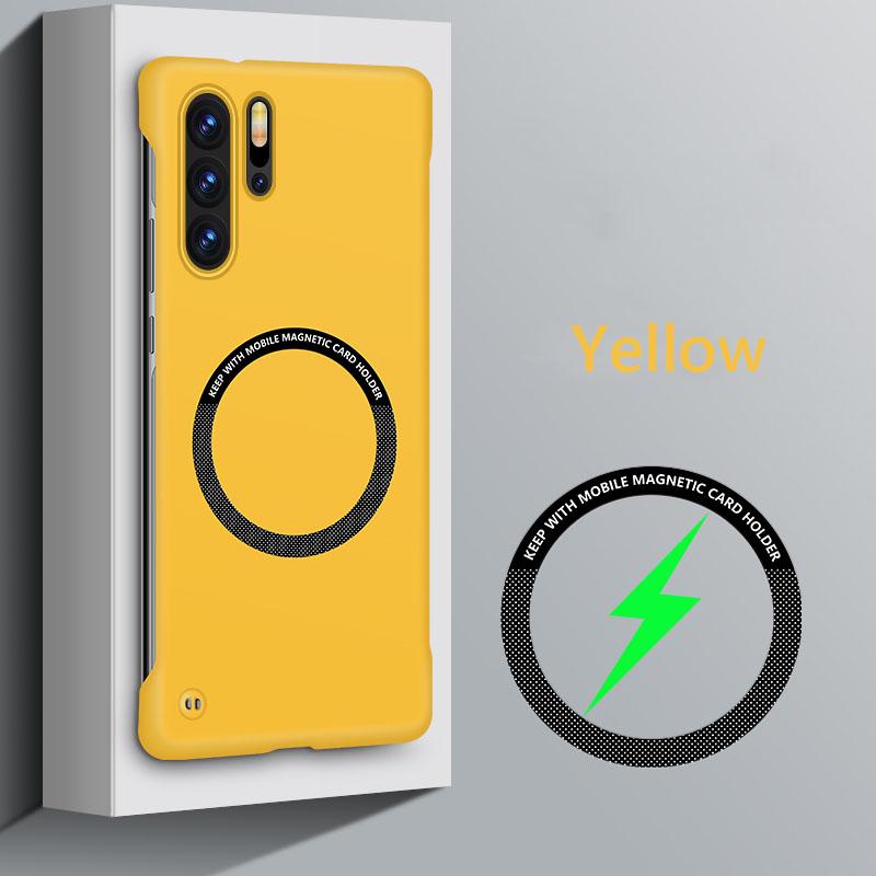 Rahmenloses magnetisches für Magsafe Slim Case für Huawei P30 Pro P40 P50 Pro P30Pro 5G Wireless Charging Hard Back Cover For Huawei P50 gelb