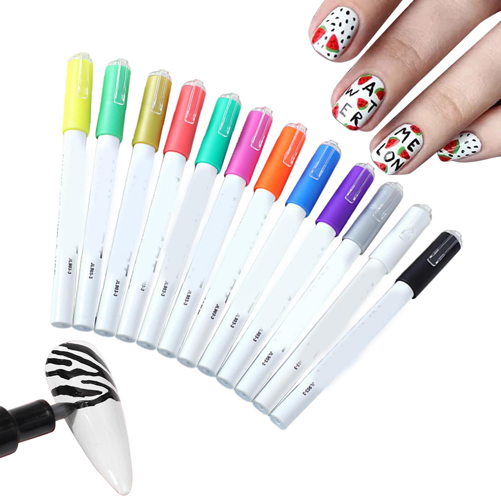 12 Farbe Nagel Malerei Stift 3D Nagellack Farbe Graffiti Stift DIY Linie Zeichnung Stift Nail art