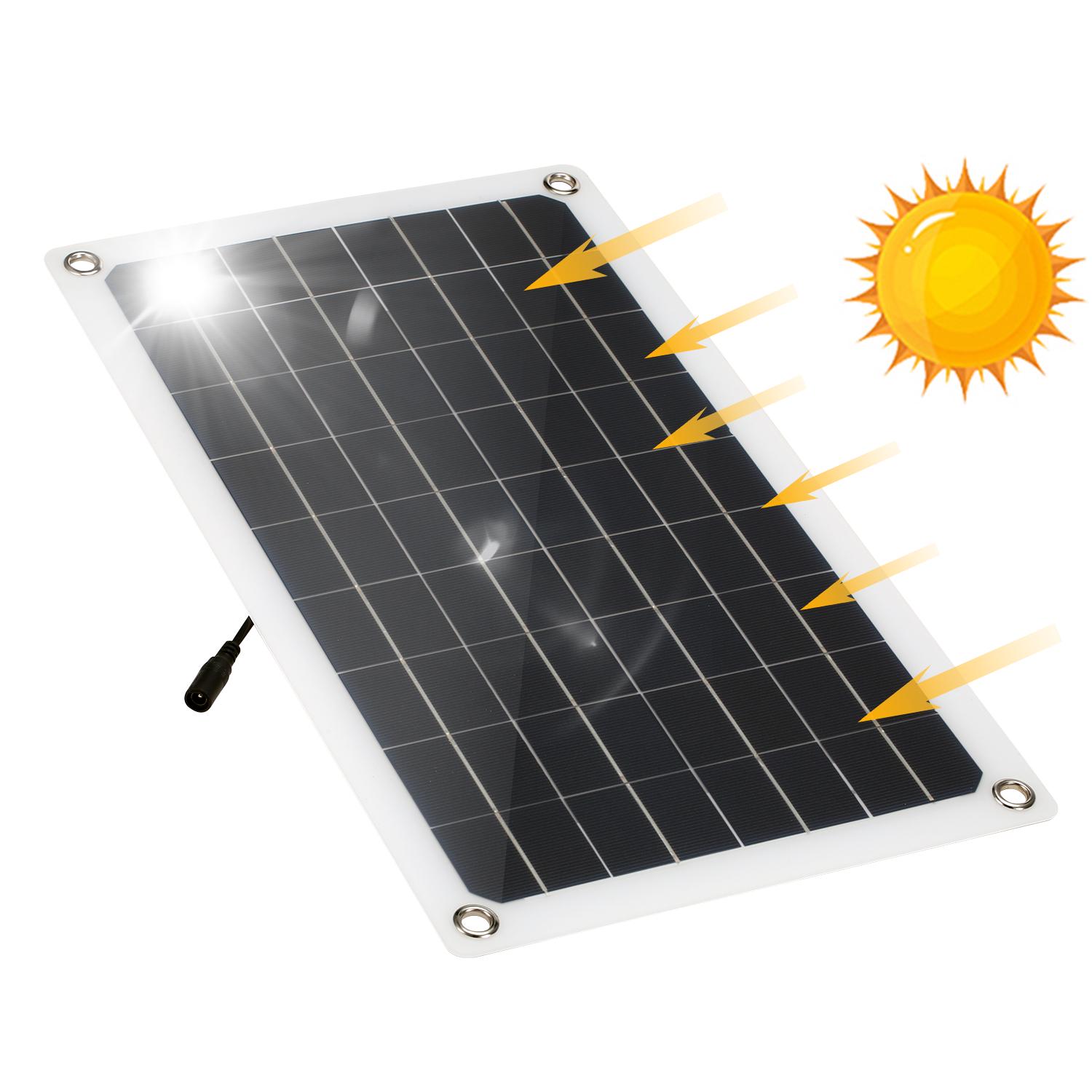 12V 20W Solarpanel monokristalline Silizium-Solarzelle mit Dual-USB-Autoladegerät, Feuerzeug, Alligator schwarz