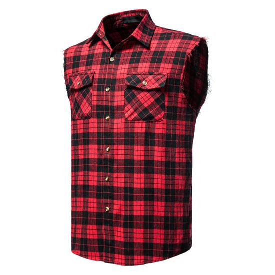 Hemd Weste Mode ärmellose 3D Schneiden Casual Weste Männer Plaid Print Weste Top Männer Weste männliche Kleidung XXL rot