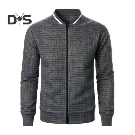 Herren Sweatshirt Mantel Stehkragen Langarm Patchwork Farbe Reißverschluss Knopfleiste Jacke Mantel mit Taschen Elastischer Saum Sport Outwear L dunkelgraue
