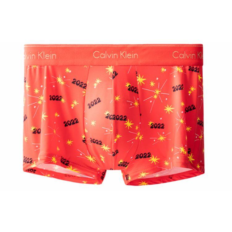 Calvin Klein Jahr des Tigers Limited Edition FW21 Zodiac Gold Line Logo Boxerbriefs Herren Unterwäsche Rot Schwarz NB2786-1ZS M