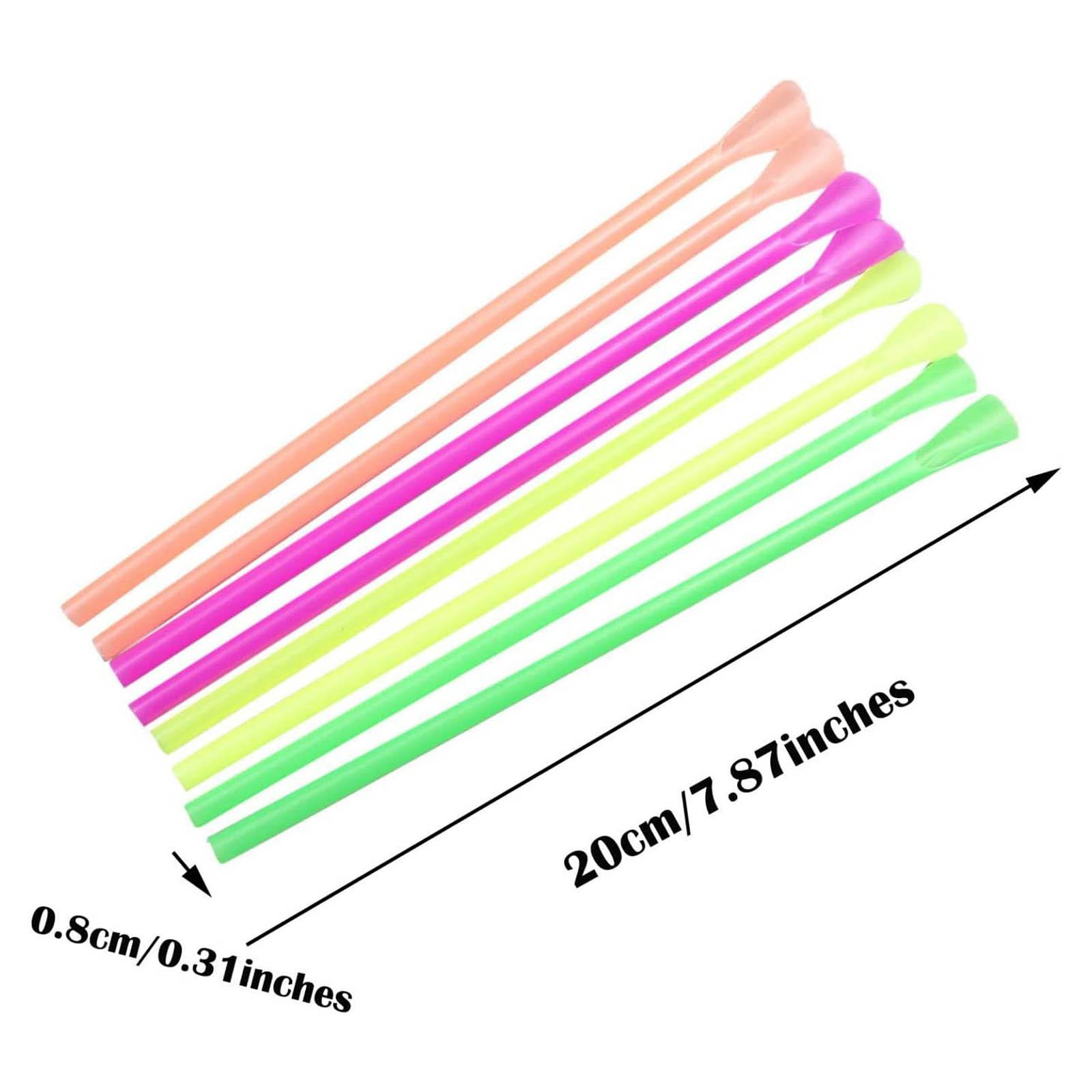 Strohhalme mit Schneekegel-Löffel zum Trinken, Sommer-Strohhalme für Zuhause oder die Party, 100 Stück, Regenbogen-Strohhalme bunt