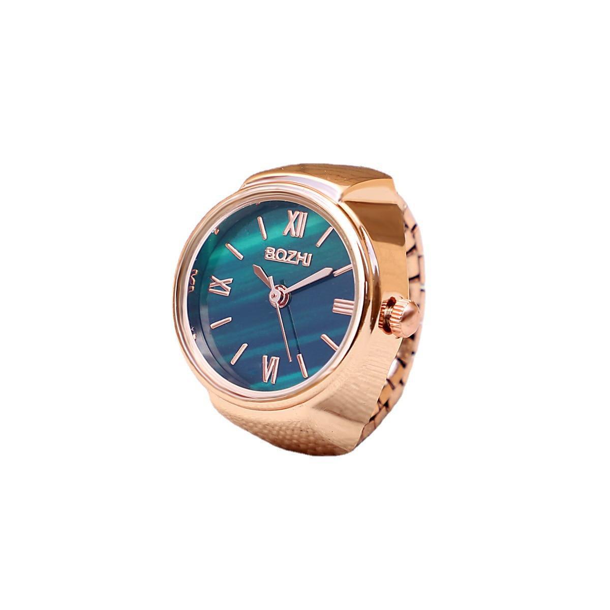 Mini Uhr Kreative Ring Quarzwerk Mode Zubehör Legierung Shell Finger Uhr Schmuck Frauen Ring Geschenk rose gold