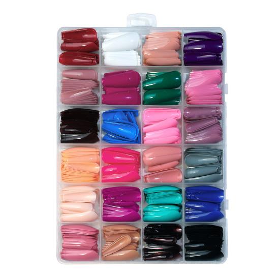 576 Stück/Box Künstliche Nägel, leicht anzukleben, entfernbar, kurz, mittellang, lang, Acryl, matt, zum Aufdrücken der Nägel, Zubehör für Nagelstudios blue