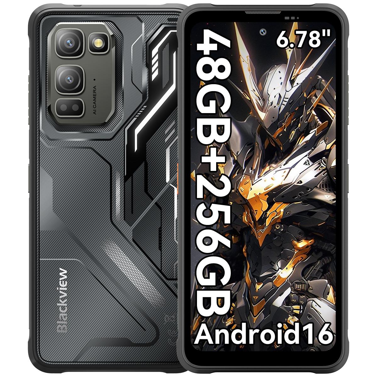 Blackview FORT 5 Robustes Android 16 Smartphone 108MP Kamera mit Nachtsicht 6,78 120Hz Display, 12GB RAM 256GB ROM, 5000mAh Akku, Dual-SIM, NFC Only cell phone schwarz