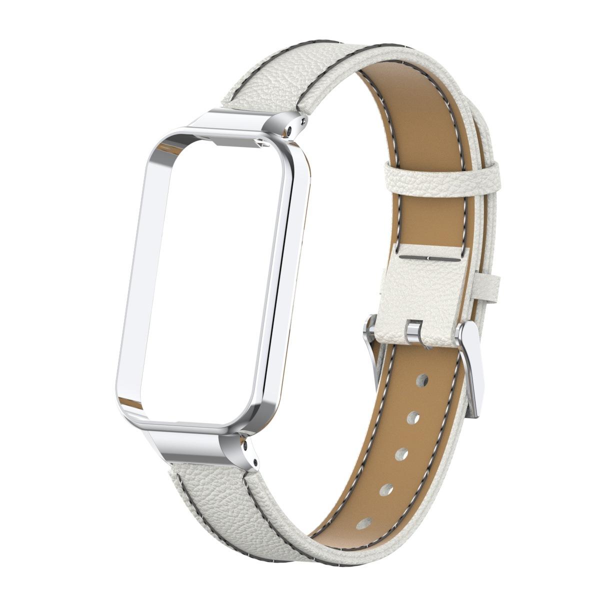 Lederarmband für Xiaomi Smart Band 9 Active Smart Watch Armband Armband Ersatz für Redmi Band3 Armband weiß