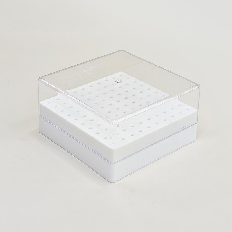 100 Löcher Nailart Bohrer Aufbewahrungsbox Schleif-Polierkopf Bit Halter Display Nagelbohrer Organizer Kunststoff Nagelständer weiß