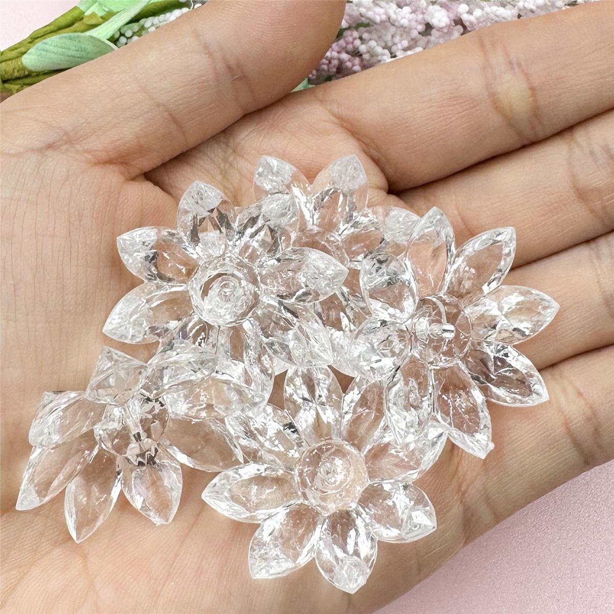 Lose Perlen Acryl Kristall Lotusblume Perlen Materialien Schmuck 5 Stück 31mm DIY Schmuck Zubehör Transparent für Armband Ohrring Herstellung transparent