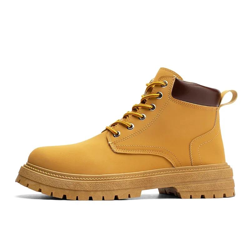 Mode Herren Vintage Wildleder Stiefeletten Herbst Kampfstiefel Mode Schnürstiefel Winter Outdoor Warme Freizeitschuhe Schnürstiefel 42 gelb