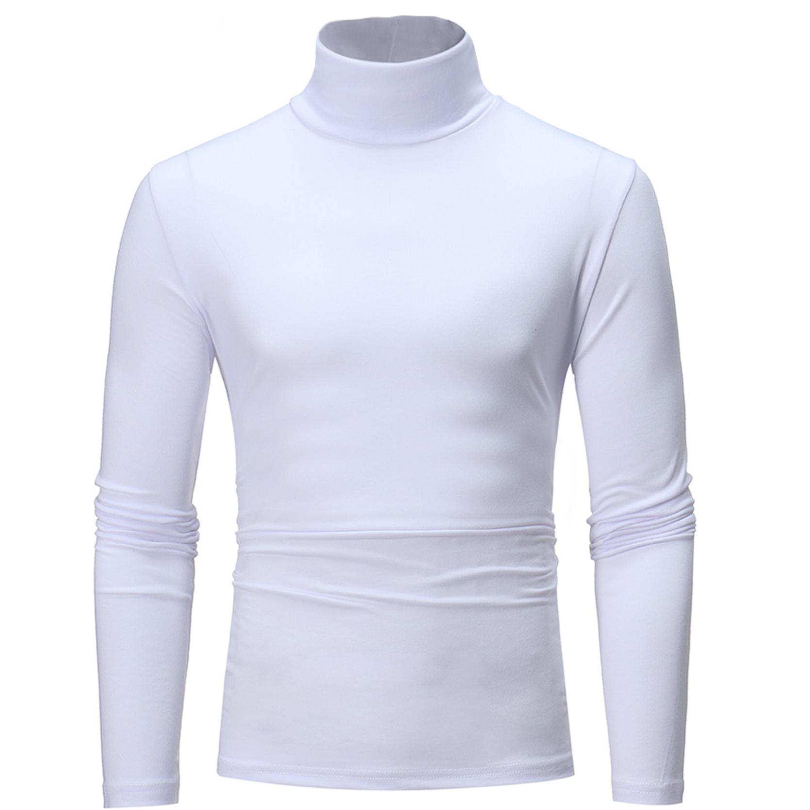 Herren-Pullover mit Rollkragen, schmale Passform, langärmelig, lässig, hoher Kragen, Pullover, Oberteile, Basic-Rollkragenpullover, schmale Passform, T-Shirts S weiß