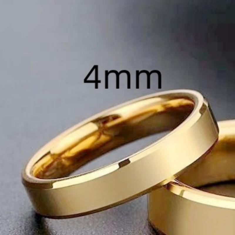 Edelstahl Partnerringe Goldfarbe Schlicht Damen Herren Liebende Hochzeit Zirkon Verlobung Geschenke 5