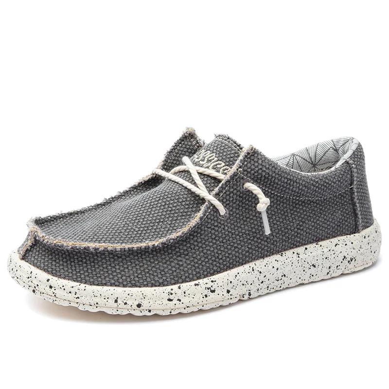 Sommer Herren Canvas Schuhe Denim Sneakers Herren Canvas Schuhe Atmungsaktive Mokassins Vulkanisierte Schuhe Herren Sneakers Schuhe Übergröße 44 graue