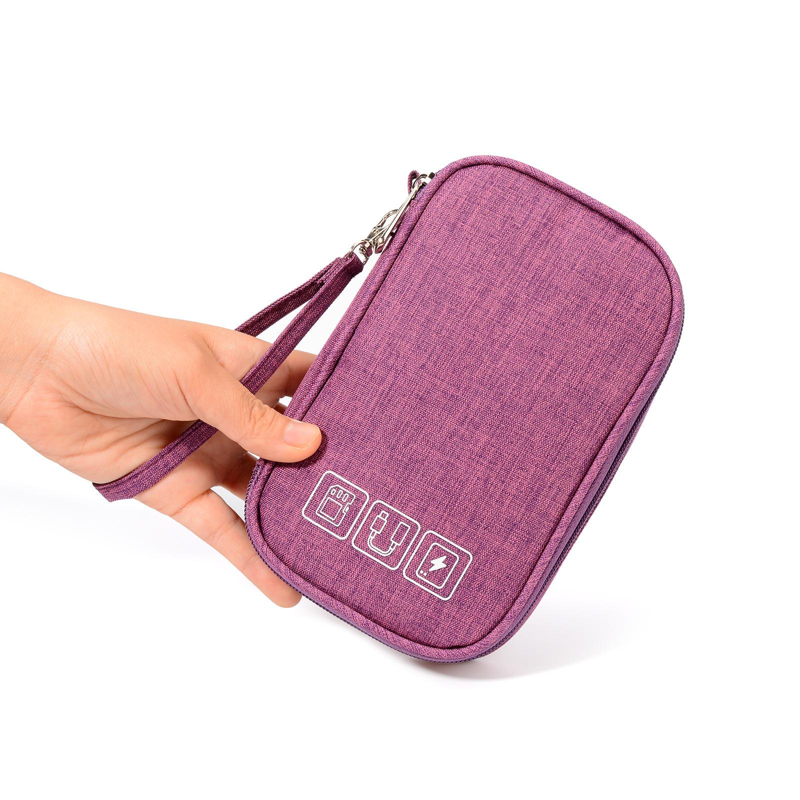 Reise-Gadget-Organizer-Tasche, tragbare Tasche für digitale Kabel, Elektronik-Zubehör, Aufbewahrungstasche für Kopfhörer, USB-Kabel, Festplatte, Flash-Laufwerk, Ladegerät violett