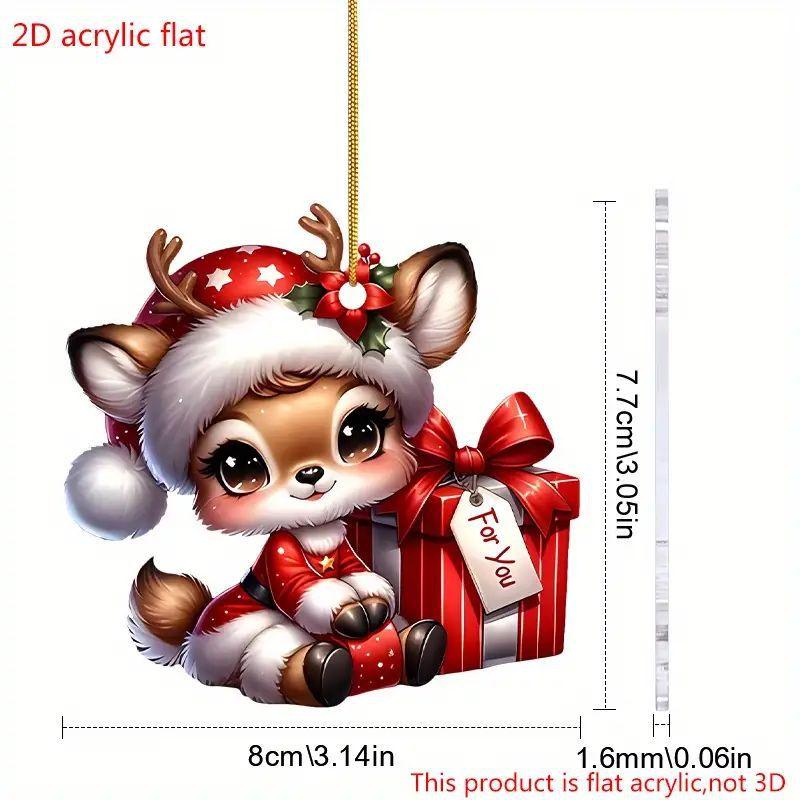Weihnachten Nette Elch Urlaub Anhänger Acryl Flache Auto Dekoration Anhänger Hause Weihnachten Baum Anhänger