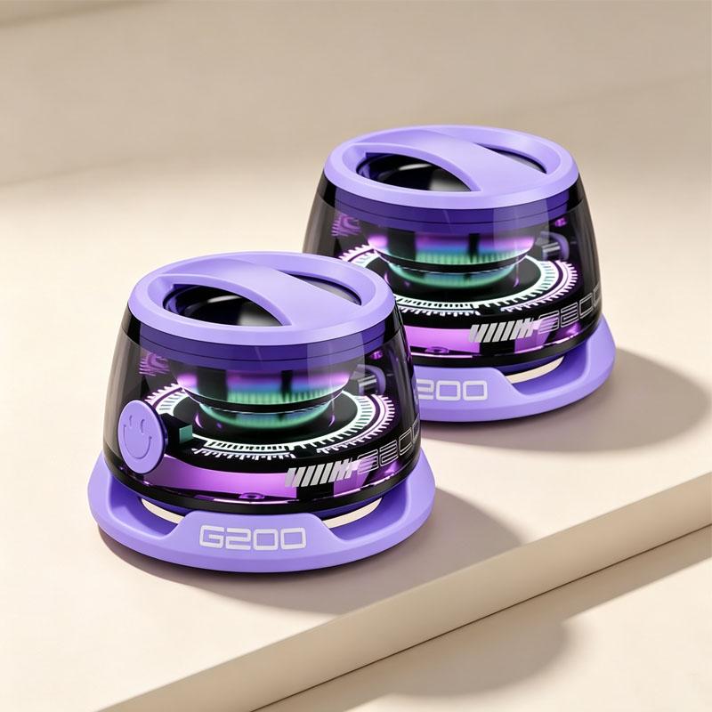 G200 Bluetooth 5.3 Lautsprecher Mini-Lautsprecher Tragbarer magnetischer Lautsprecher Multifunktionaler RGB-Lautsprecher RGB-Beleuchtung 7H Spielzeit violett
