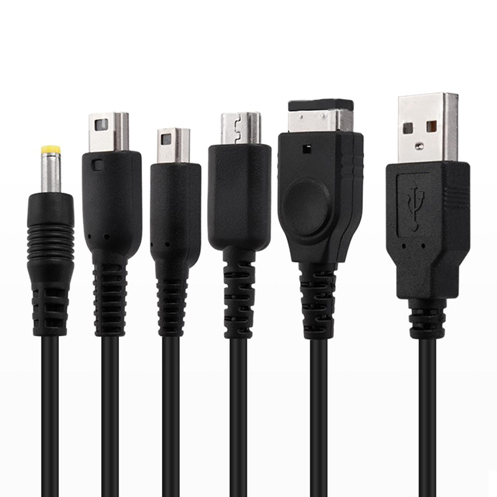 USB-Ladekabel, Netzkabel, 5-in-1-Universalladegerät für NDSL/WiiU/New 3DS XL 2DS DsiXL für NDS/GBASP/PSP1000