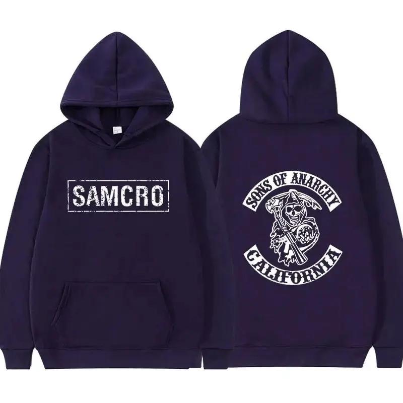 Sons of Anarchy SAMCRO Doppelseitiger Druck Streetwear Männer Frauen Harajuku Marke Design Hoodie Herren Übergroße Pullover Sweatshirt S navy blau