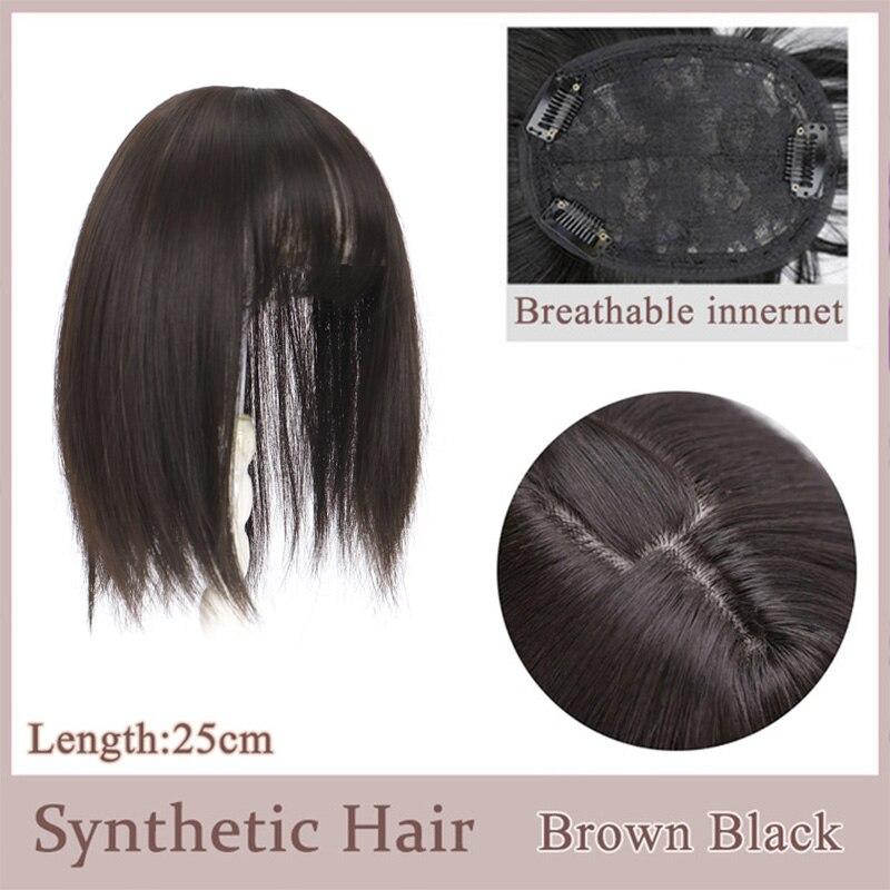 Aosiwig Clip-in-Haarverlängerung für Damen, 3 Clips in Topper, Kunsthaar mit Pony, künstliches Haarteil