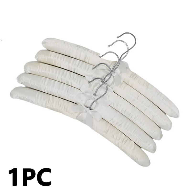 1PC Kleidung Shop Kleiderbügel Seide Umwickelt Lagerung Halter Schwamm Kleiderbügel Gepolsterte Kleiderbügel Satin weiß