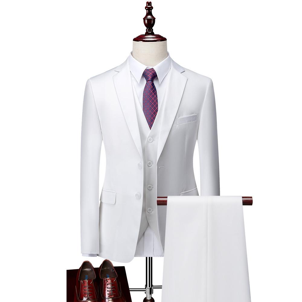 12 Farben Herrenmode Anzug Anzug Herren Hochzeit Bräutigam Business Casual Western Service Mann Anzüge & Blazer XXXL-190 weiß