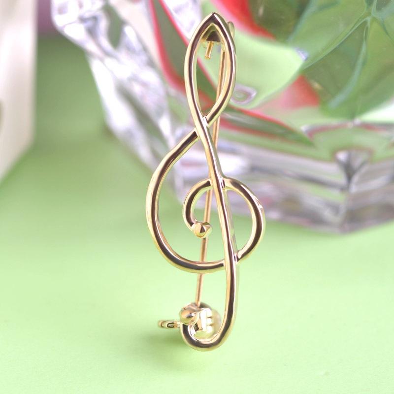 Blucome Broschen mit Musiknoten, Corsage, vergoldet, spezielles Design, Unisex, kleine Broschennadeln gelb