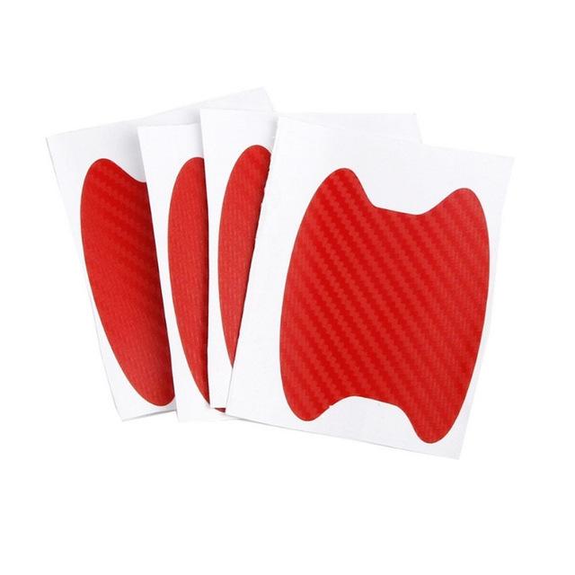 4 Teile/satz Auto Styling Leisten Aufkleber Auto Tür Aufkleber Carbon Faser Kratzer Beständig Abdeckung Auto Griff Schutz Film Teile 4PCS rot