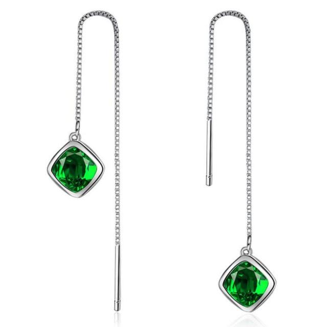 Elegante Geometrie Smaragd Ohrringe Rubin Silber 925 Schmuck Einfache Edelsteine Ohrringe für Frauen Accessoire grün