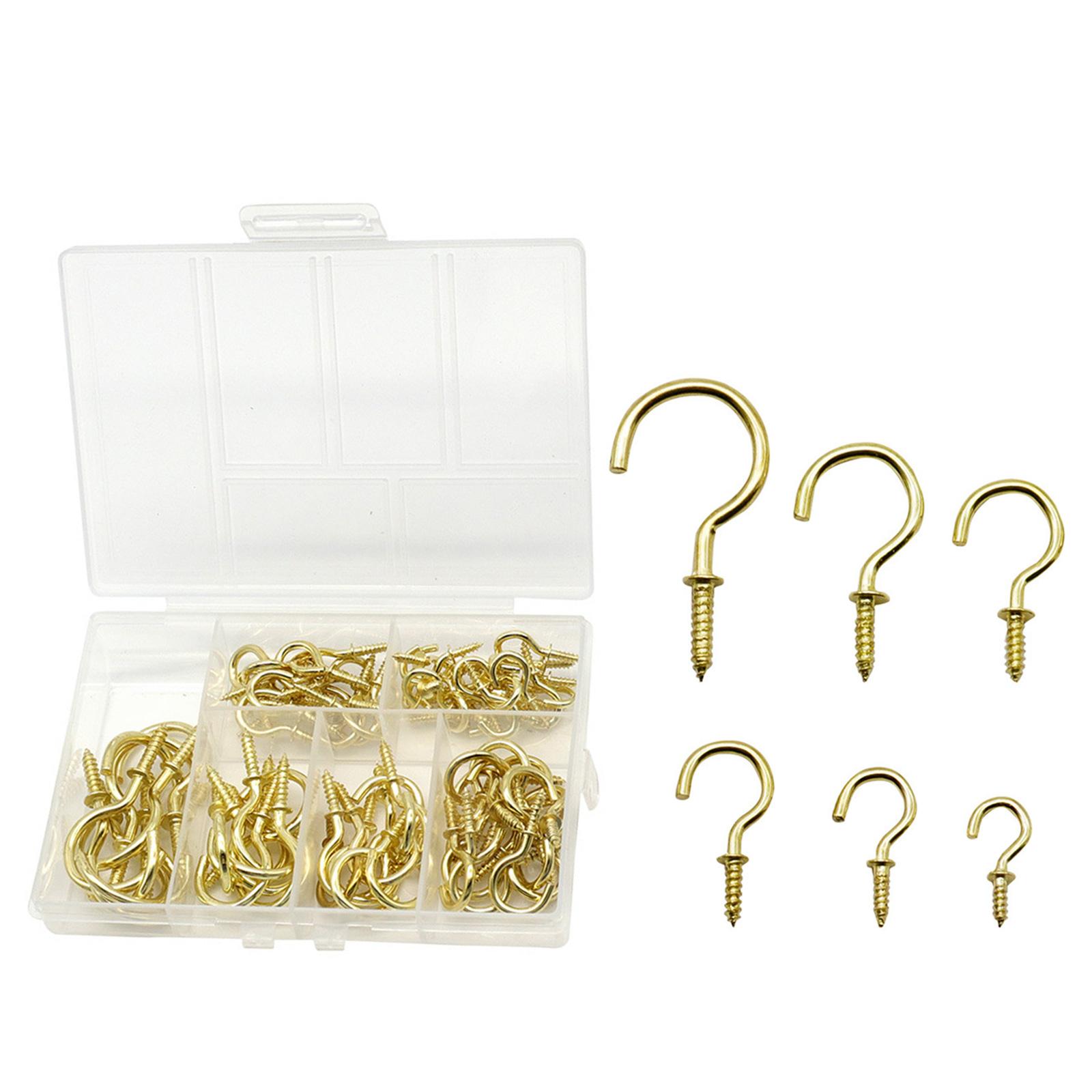 75er-Pack Eisenhaken zum Einschrauben in Tassen, rostbeständige Haken, vielseitige und zuverlässige Haken, sparen Platz, langlebig zum Aufhängen von Tassen und Schlüsseln gold