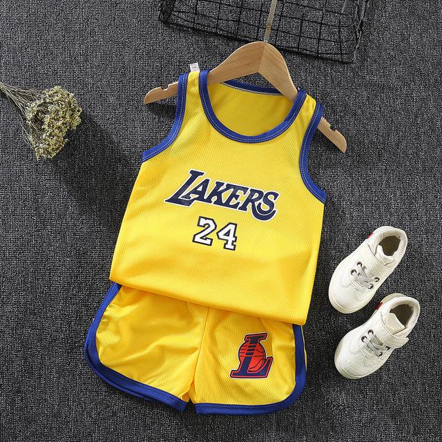 Sommer Mode Jungen Mädchen Sets Kleinkind Baby Kleidung Basketball Sport Outdoor Trainingsanzüge 100cm gelb