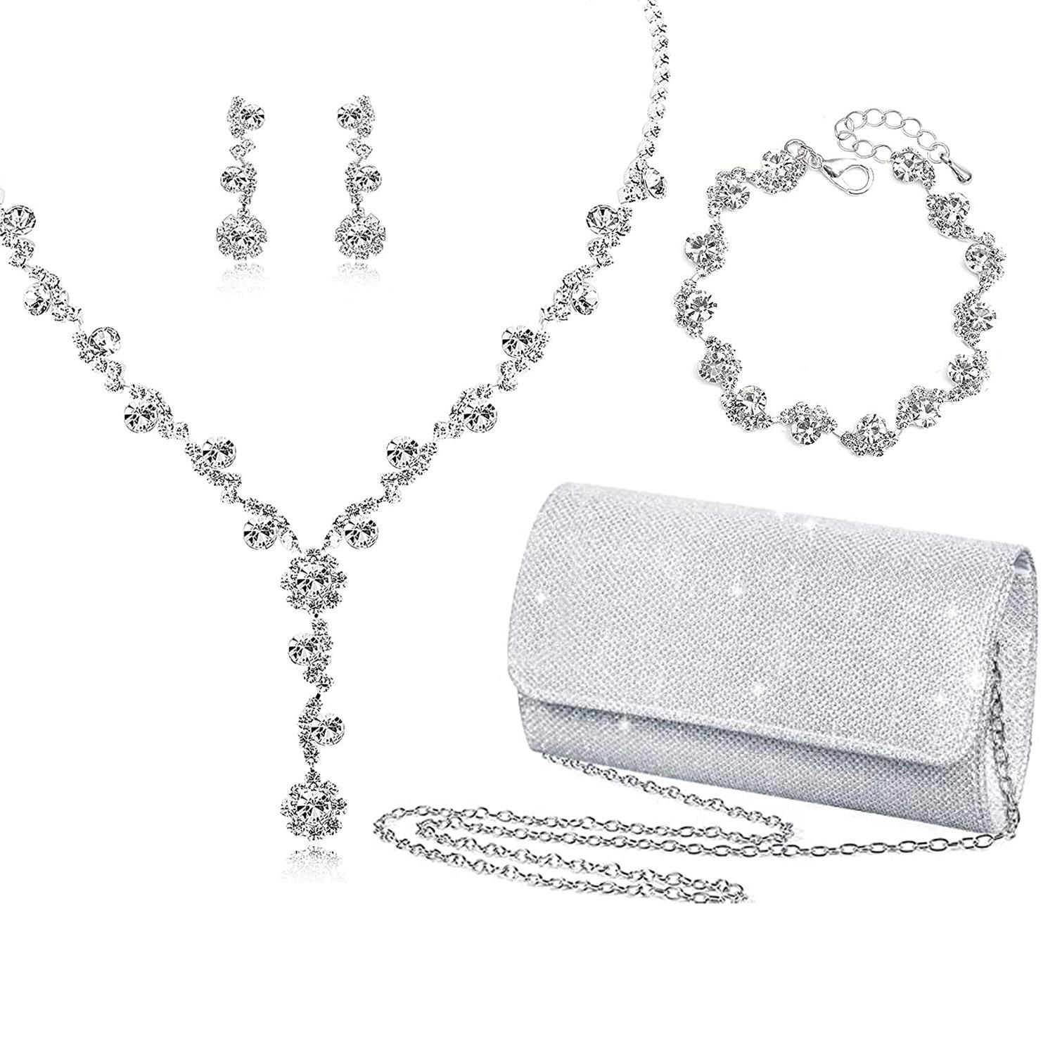 Accessoires Abendkleid Accessoires Taschen Hochzeit Abendtaschen Braut Halsketten Sets Hochzeit Bankett Geburtstag Schmuck weiß