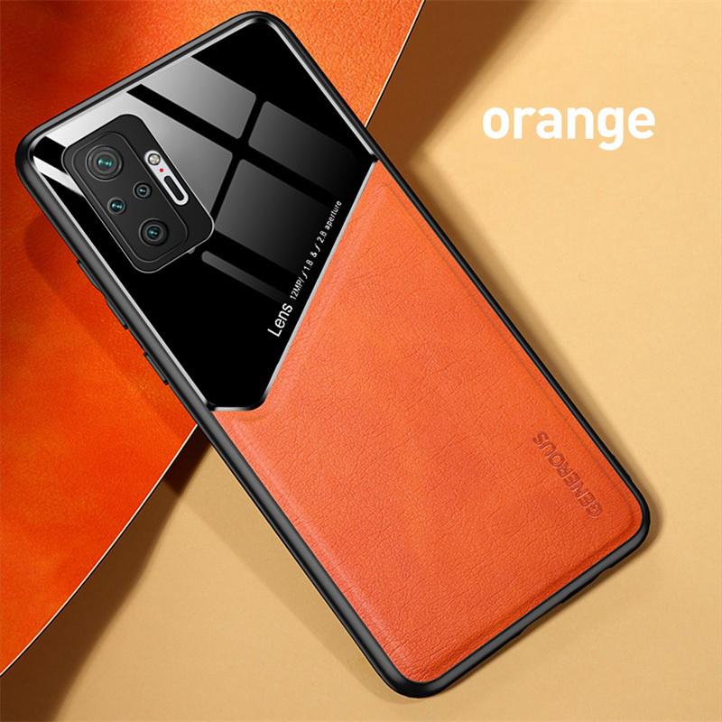 Xiaomi Poco M3 Pro X3 NFC M4 Fall Leder Auto Magnetische Halter Abdeckung Für Xiaomi Redmi Hinweis 10 11 Pro 11S 10S 10T Weichen Rahmen Stoßfest Coque Xiaomi Mi 10T/10T Pro 5G orange