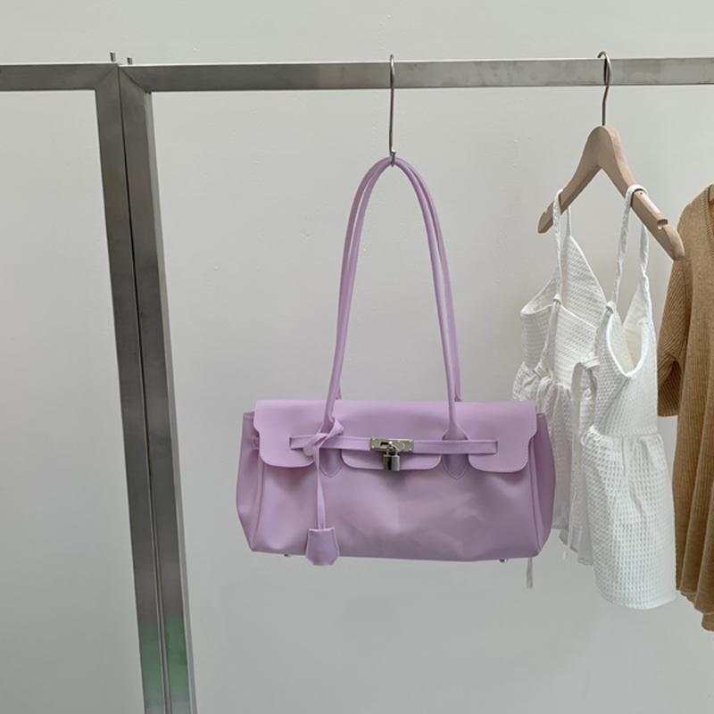 SHELKSBAG 2026 Neue Sommer-Handtaschen für Damen Handtaschen PVC Wasserabweisend Bonbonfarbe Tägliche Strandtasche Unterarm-Schultertasche 37X14X20CM lavendel