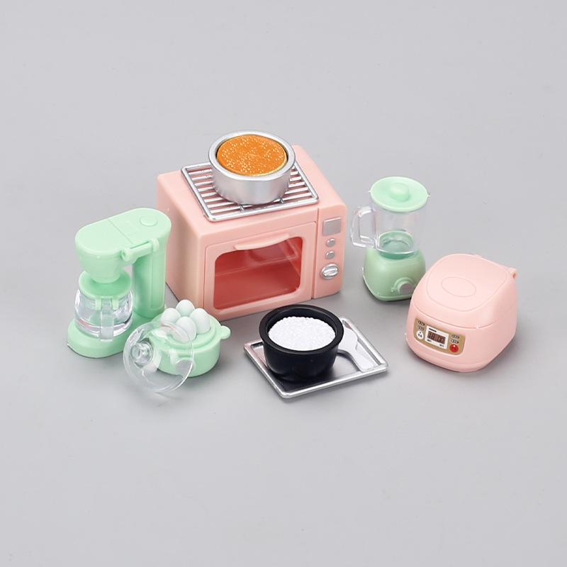 Kinder Mini Interagieren Mit Haus Miniatur Reiskocher Ofen Entsafter Eierkocher Kleine Puppen Zubehör