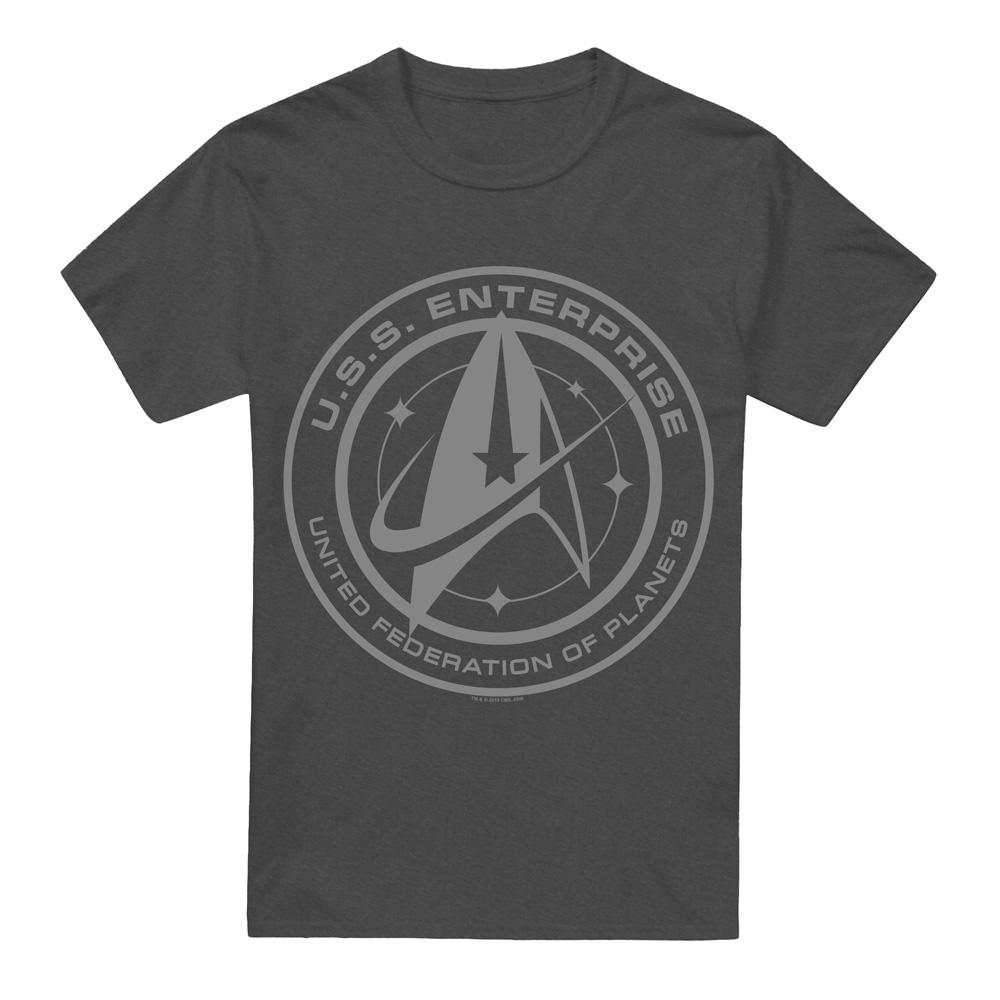Star Trek: Discovery Unisex Erwachsenen Enterprise Wappen T-Shirt L kohle