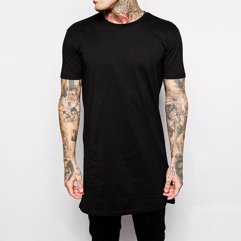 Hip Hop Herren T-Shirt US-Größe Longline Mann T-Shirt Kurzarm Herren T-Shirt Großes T-Shirt Herren Oberteil T-Shirts für Männer XXL schwarz
