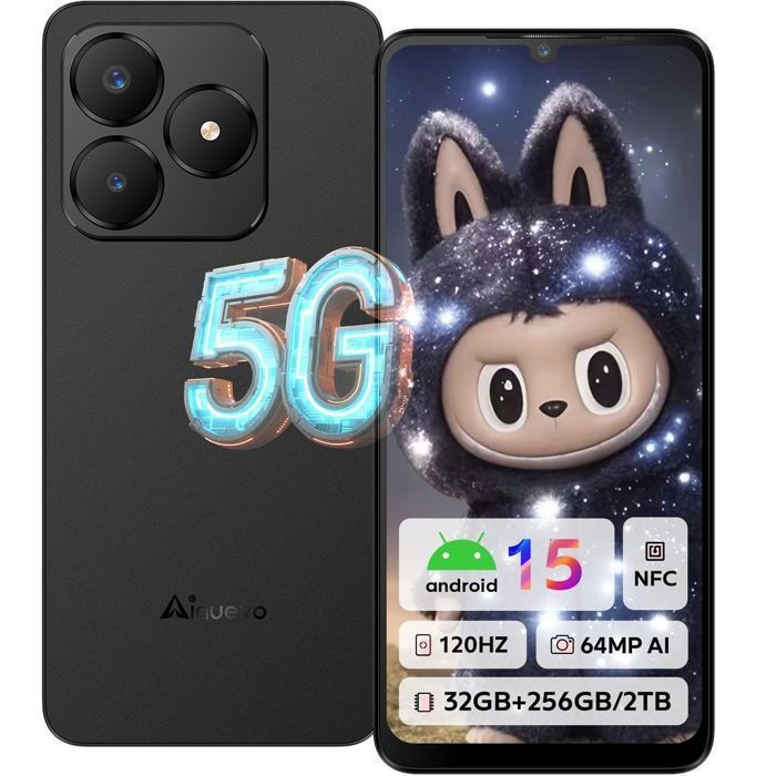 Telefon Tragbar 5G 32+256GB 6.75  5280mAh Ainuevo Neo S25 Pro Smartphone Android 15 64MP Smartphone Günstig Dual-SIM/NFC Schwarz schwarz
