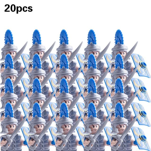 Mittelalterliche Militär-Sets, Figuren, Bausteine, Helme, Soldatenteile, Ritterwaffen, römisches Schwert, Zubehör, Spielzeug für Kinder