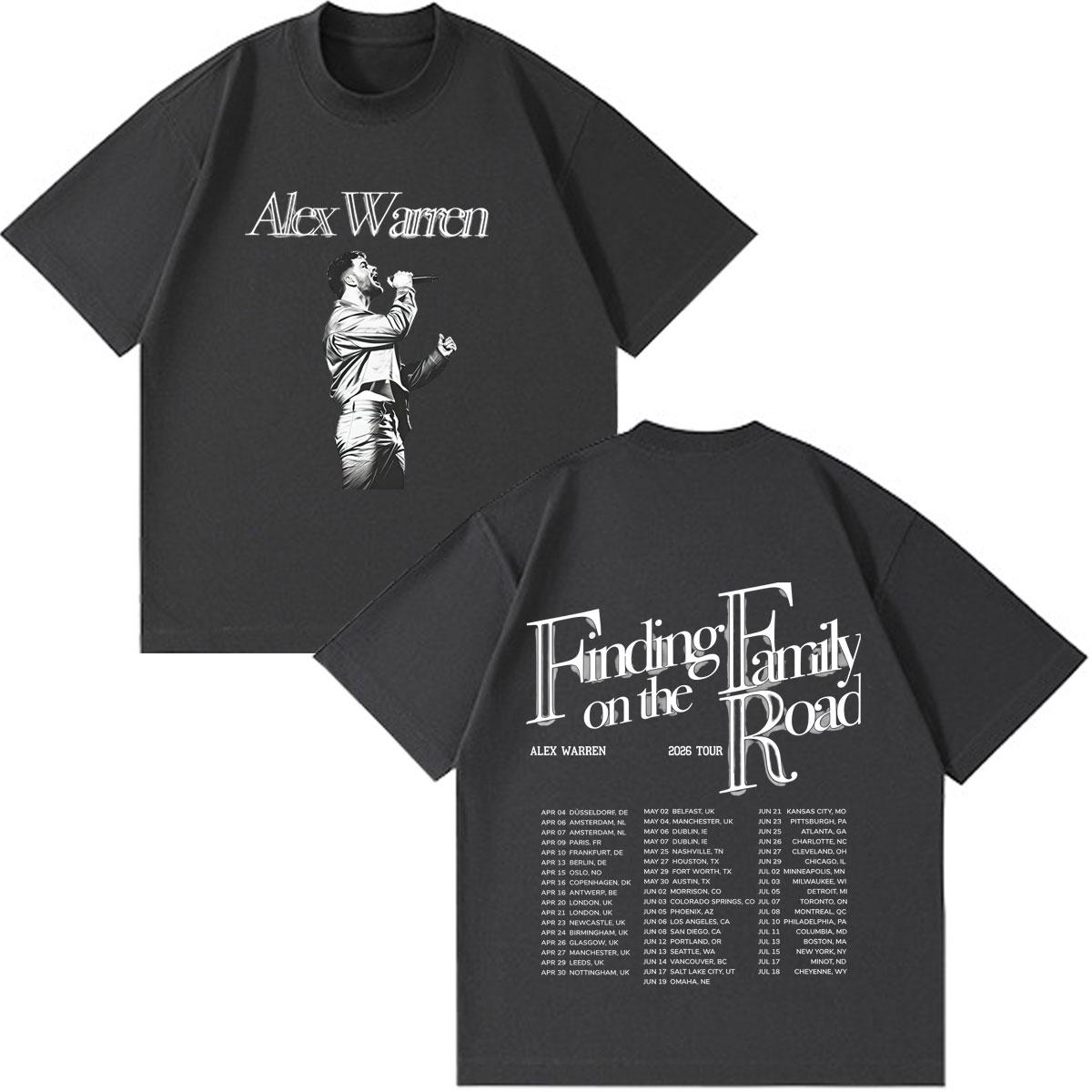 Alex Warren 2026 Tour Grafik Merch T-Shirts Unisex Unisex Mode Vintage T-Shirts Kurzarm Baumwolle Locker Gothic Punk T-Shirts S gray