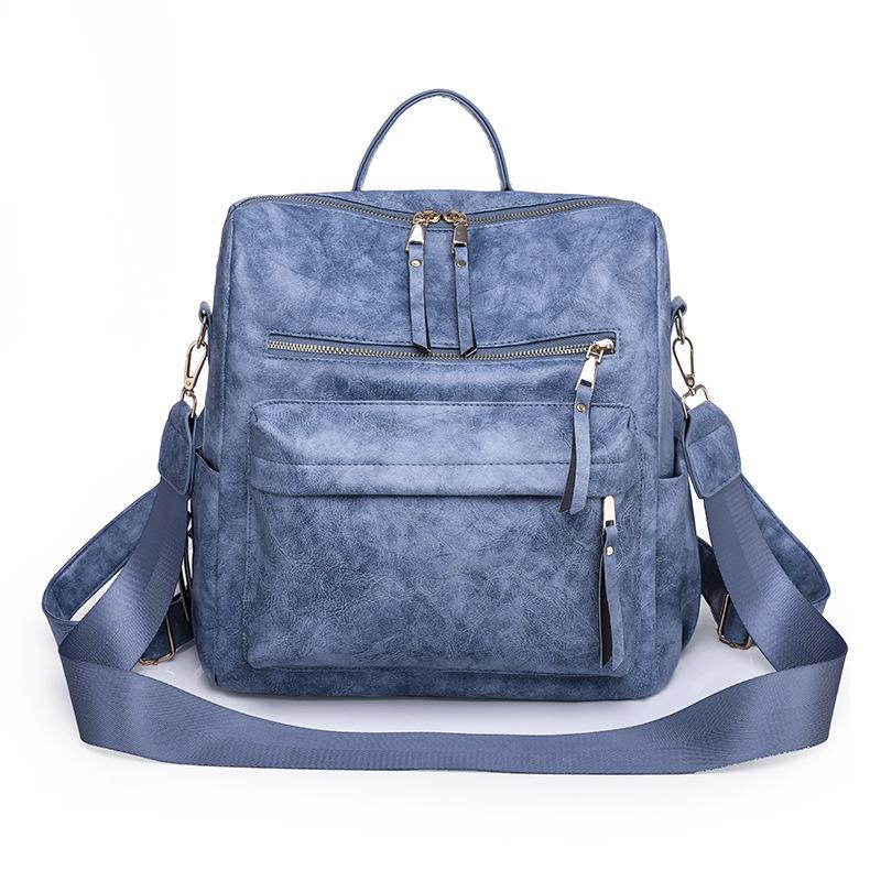 Rucksack Rucksack mit großer Kapazität Doppelverwendung Damen Schultertasche Retro Rucksack blau