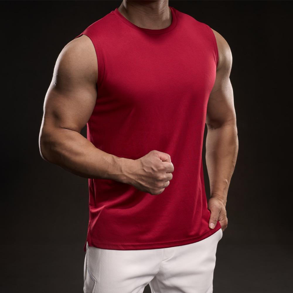 Einfaches lässiges kurzärmeliges T-Shirt Modisch sportlich schlank elastisch Fitness Outdoor-Fitness Rundhals-T-Shirt 2XL rot