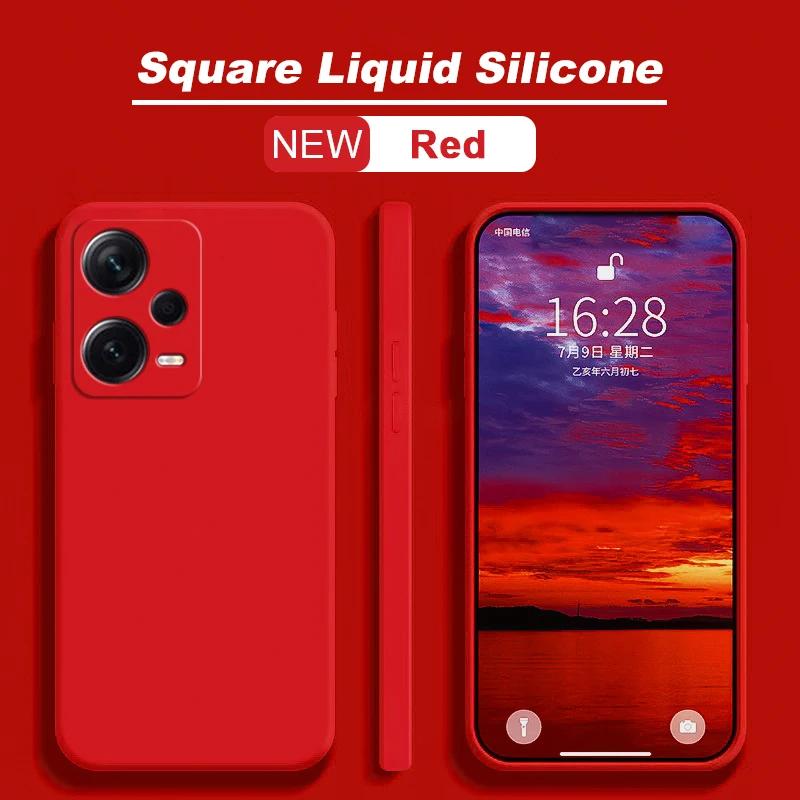 Redmi Note 12 Pro Hülle Quadratische Flüssigsilikon Handyhüllen für Xiaomi Redmi Note 12 Pro Plus Note 12S 4G Note12 5G Redmi 12 4G Soft Cover Redmi Note 12 5G Global rot