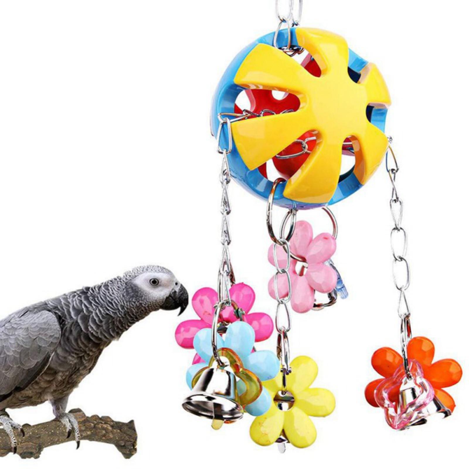 Kauspielzeug für Haustiere, Papagei-Spielzeug, Spielzeugkäfig, buntes Glockenball-Spielzeug mit Glocke, Papagei-Vogelkäfig-Zubehör One Size