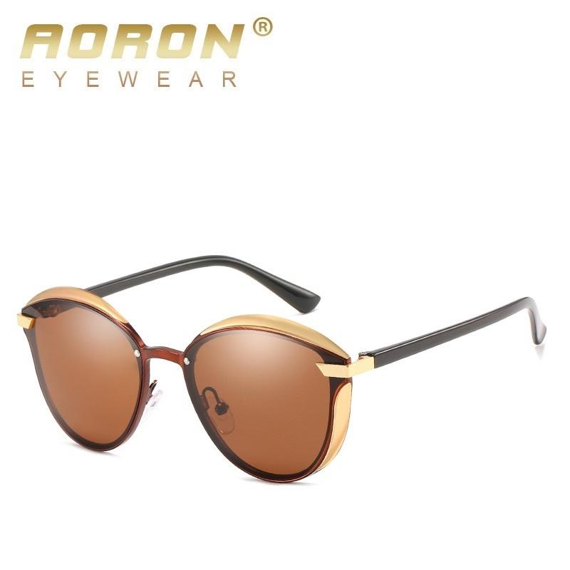 AORON Cat Eye Damen Polarisierte Sonnenbrille Modedesign Brille Vintage Outdoor Fahren Angeln Sonnenbrille braun